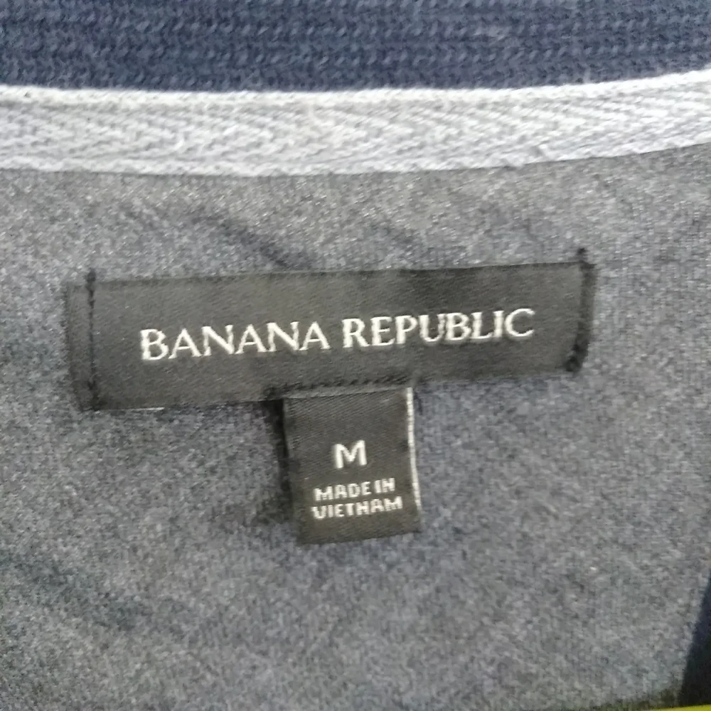 Banana Republic Blue & Gray Partial Zip Down Neckline Long Sleeve Sweater Top